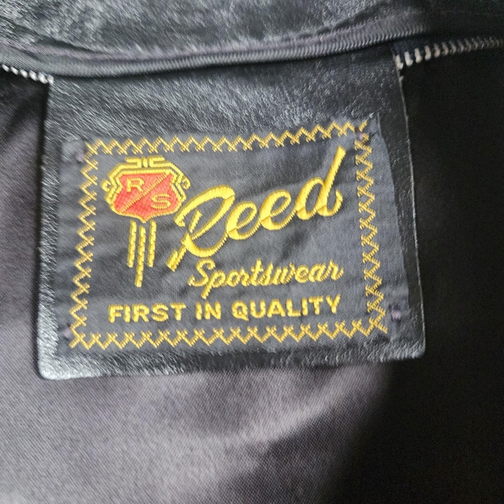 VINTAGE Reed Sportswear Coat Mens XL Black Leather Overcoat Pockets Midlength - Picture 2 of 15